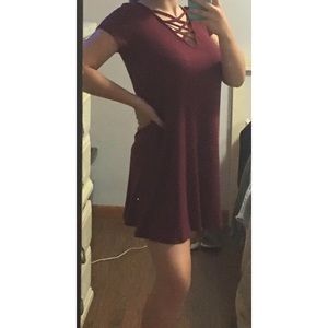 Maroon Tee Shirt Dress